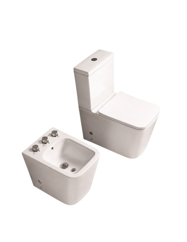 Combo Inodoro Largo Mochila Y Bidet Triple agujero Vero